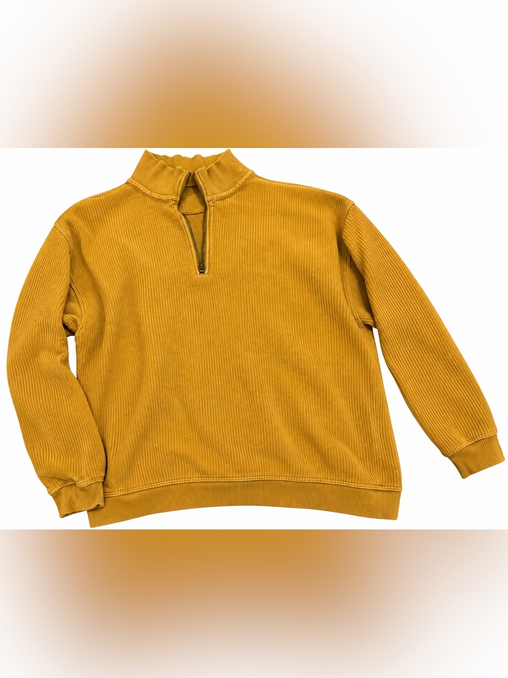 aerie Ribbed Half-Zip Sweatshirt in Mustard Yellow